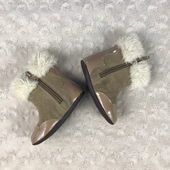Robeez Baby Girl Boots Faux Fur Suede Size 3 Bow - Picture 4 of 9